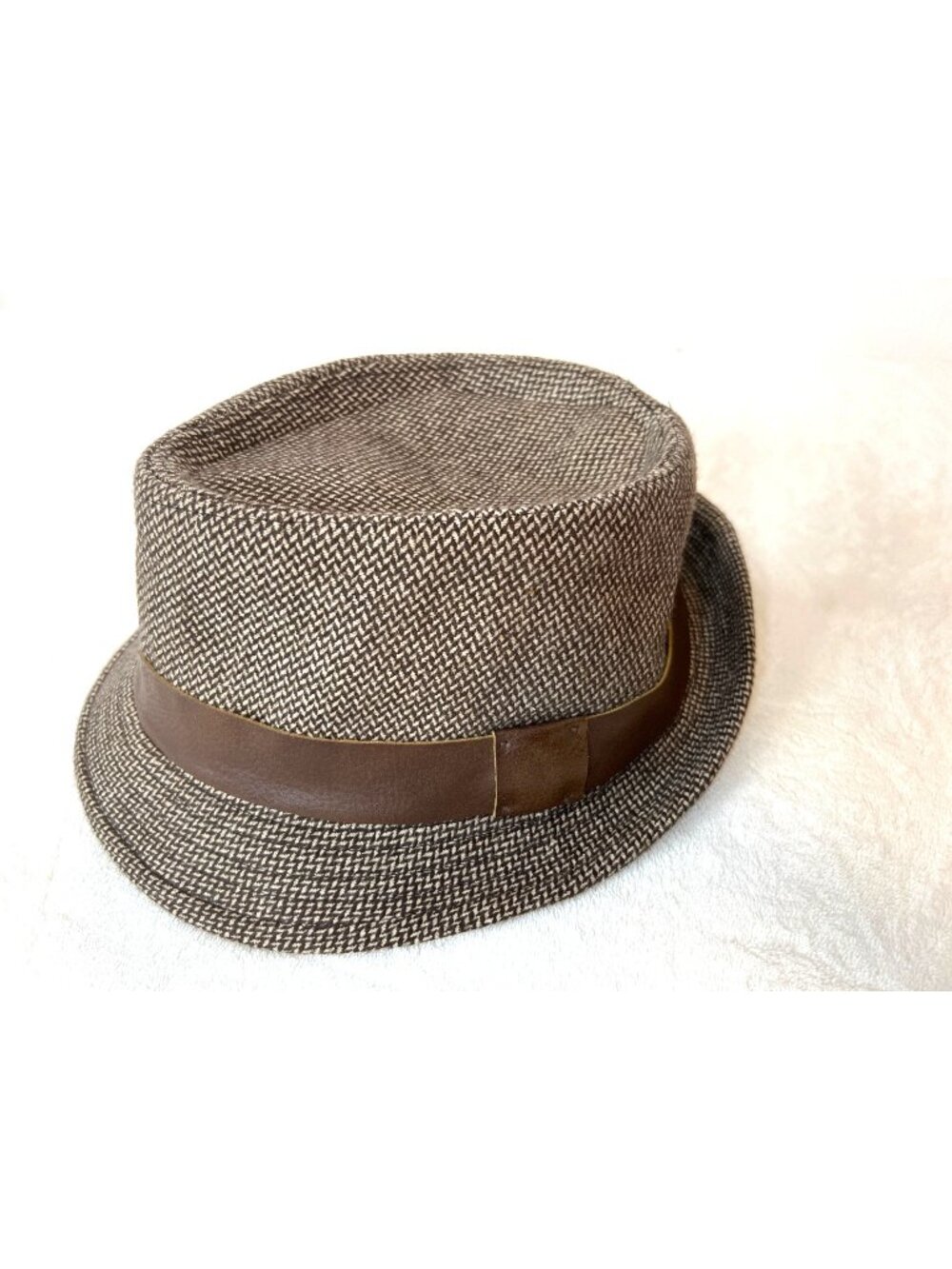 Paulo Solari Men's "Tweed"Hat Fedora Size L/XL Tan Brown Wool Blend